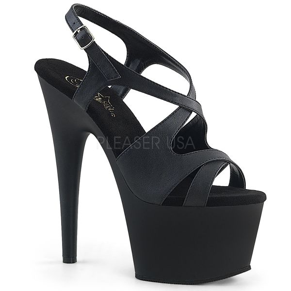 Plateau Riemchen Sandalette in schwarz Kunstleder ADORE-730